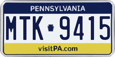 PA license plate MTK9415