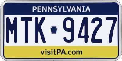 PA license plate MTK9427