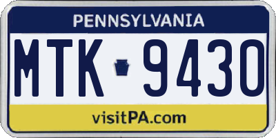 PA license plate MTK9430