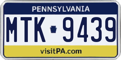 PA license plate MTK9439