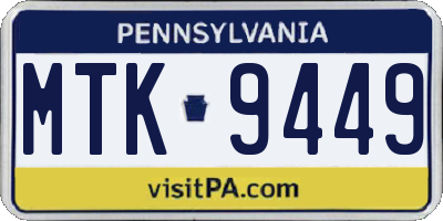 PA license plate MTK9449