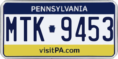 PA license plate MTK9453