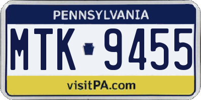 PA license plate MTK9455