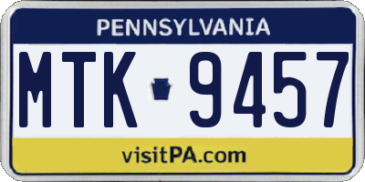 PA license plate MTK9457