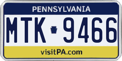 PA license plate MTK9466