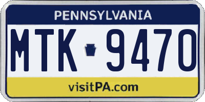 PA license plate MTK9470