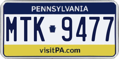 PA license plate MTK9477