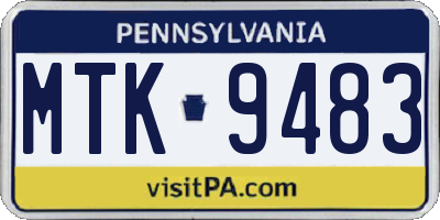 PA license plate MTK9483
