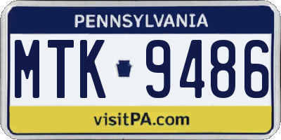 PA license plate MTK9486