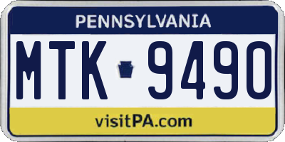 PA license plate MTK9490