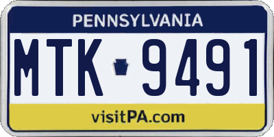 PA license plate MTK9491