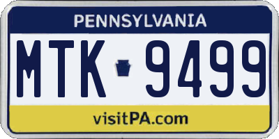 PA license plate MTK9499