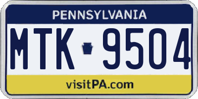 PA license plate MTK9504