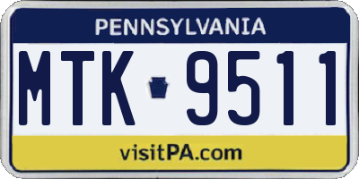 PA license plate MTK9511