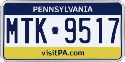 PA license plate MTK9517