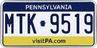 PA license plate MTK9519