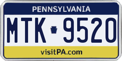 PA license plate MTK9520