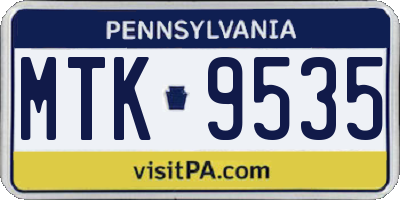 PA license plate MTK9535