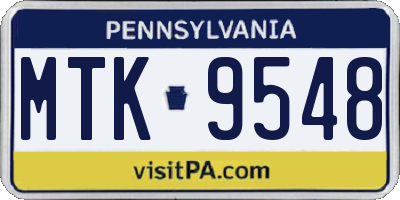 PA license plate MTK9548
