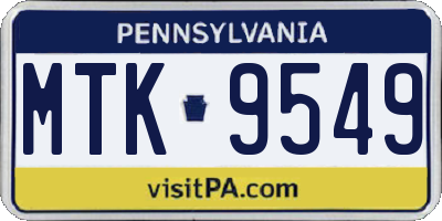 PA license plate MTK9549