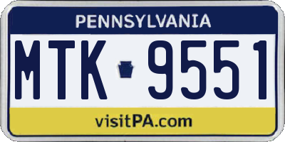 PA license plate MTK9551