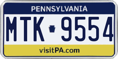 PA license plate MTK9554