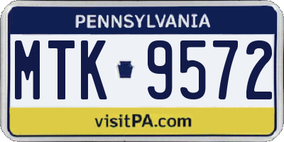 PA license plate MTK9572