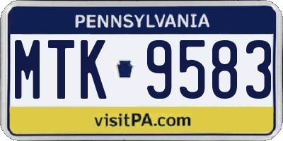 PA license plate MTK9583