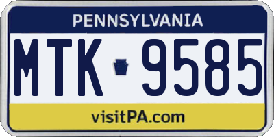 PA license plate MTK9585