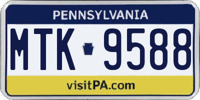PA license plate MTK9588