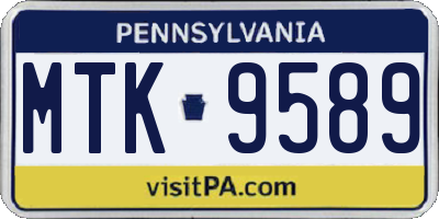 PA license plate MTK9589