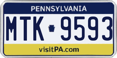 PA license plate MTK9593