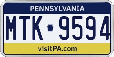 PA license plate MTK9594