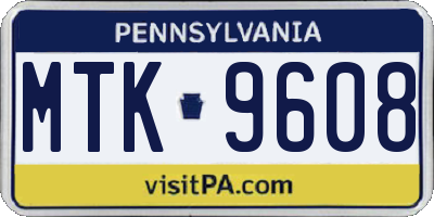 PA license plate MTK9608