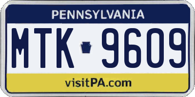 PA license plate MTK9609
