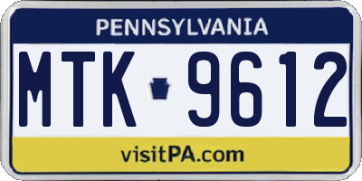 PA license plate MTK9612