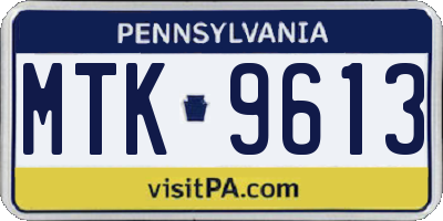 PA license plate MTK9613