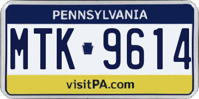 PA license plate MTK9614