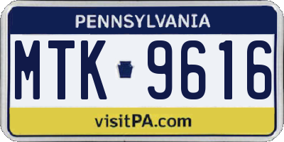 PA license plate MTK9616