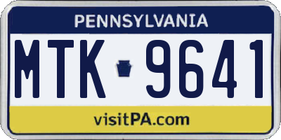 PA license plate MTK9641