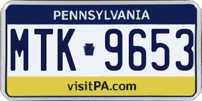PA license plate MTK9653