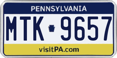 PA license plate MTK9657