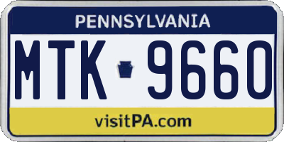PA license plate MTK9660