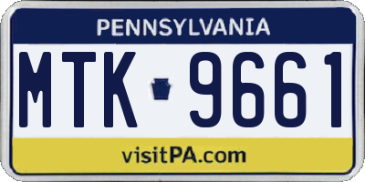 PA license plate MTK9661