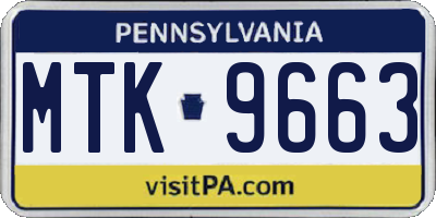PA license plate MTK9663