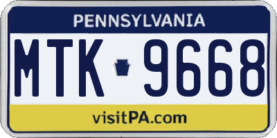 PA license plate MTK9668