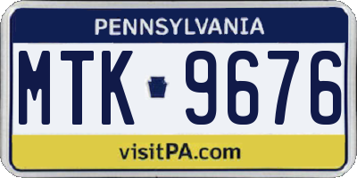PA license plate MTK9676