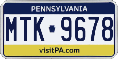 PA license plate MTK9678