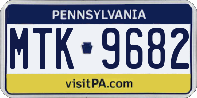 PA license plate MTK9682