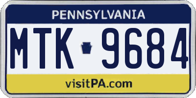 PA license plate MTK9684